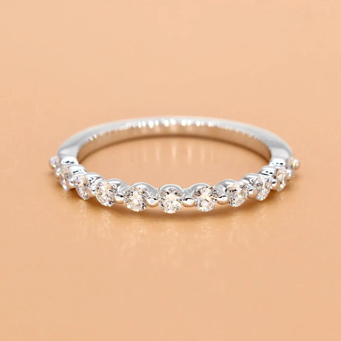 0.40 ct. Round Diamond Wedding Band, Delicate Floating Design Diamond Ring