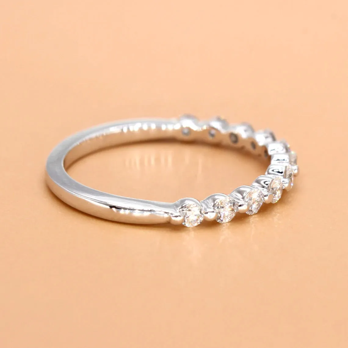 0.40 ct. Round Diamond Wedding Band, Delicate Floating Design Diamond Ring