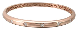0.54ct tw Burnish Set Diamond Station Bangle Bracelet