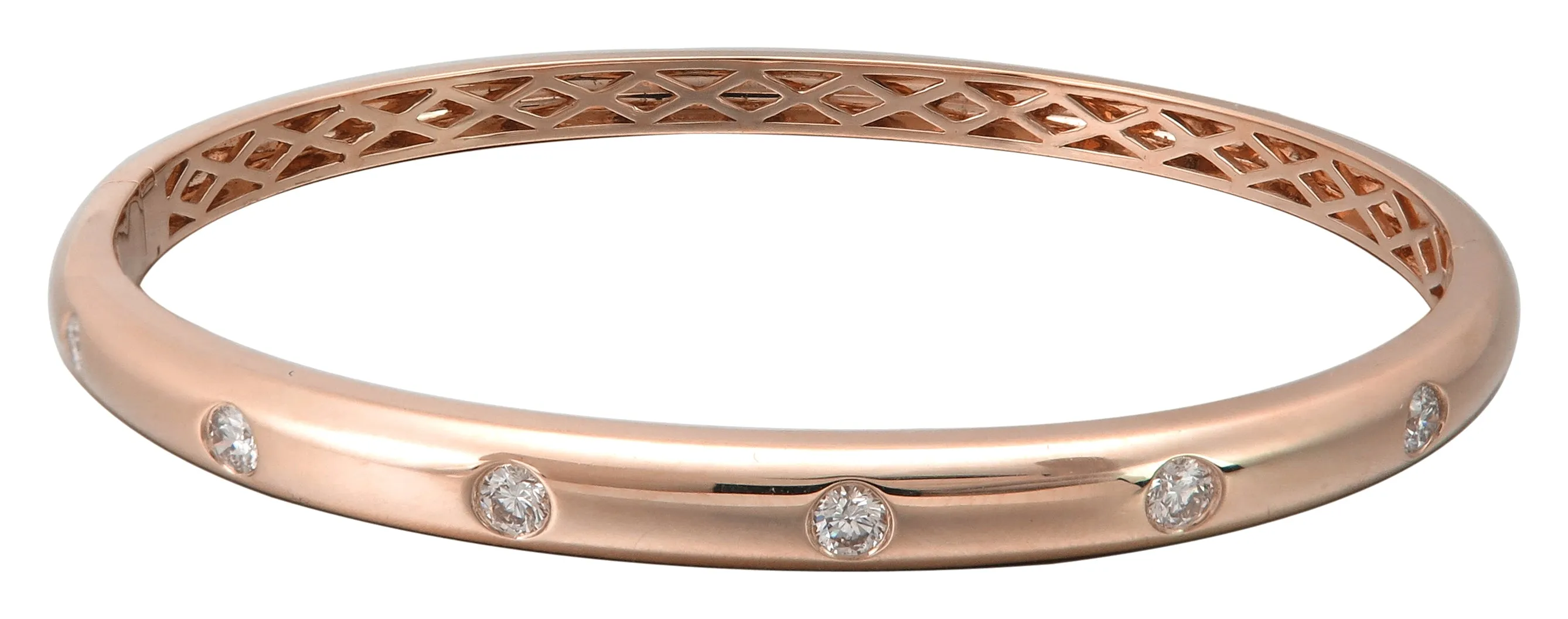 0.54ct tw Burnish Set Diamond Station Bangle Bracelet
