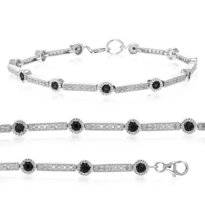 0.55 cttw Black Diamond Station Tennis Bracelet in Sterling Silver