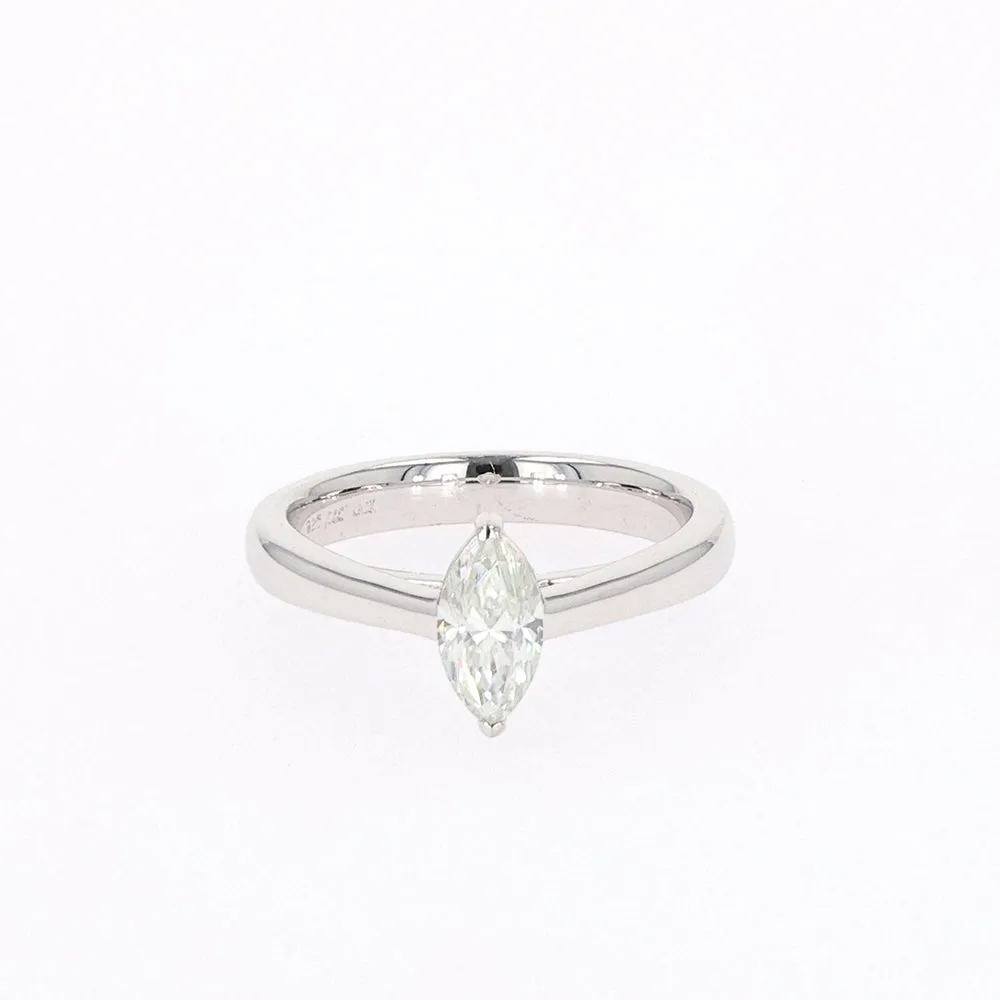 0.70 CTW DEW Marquise Moissanite Two Prong Solitaire Ring in Sterling Silver