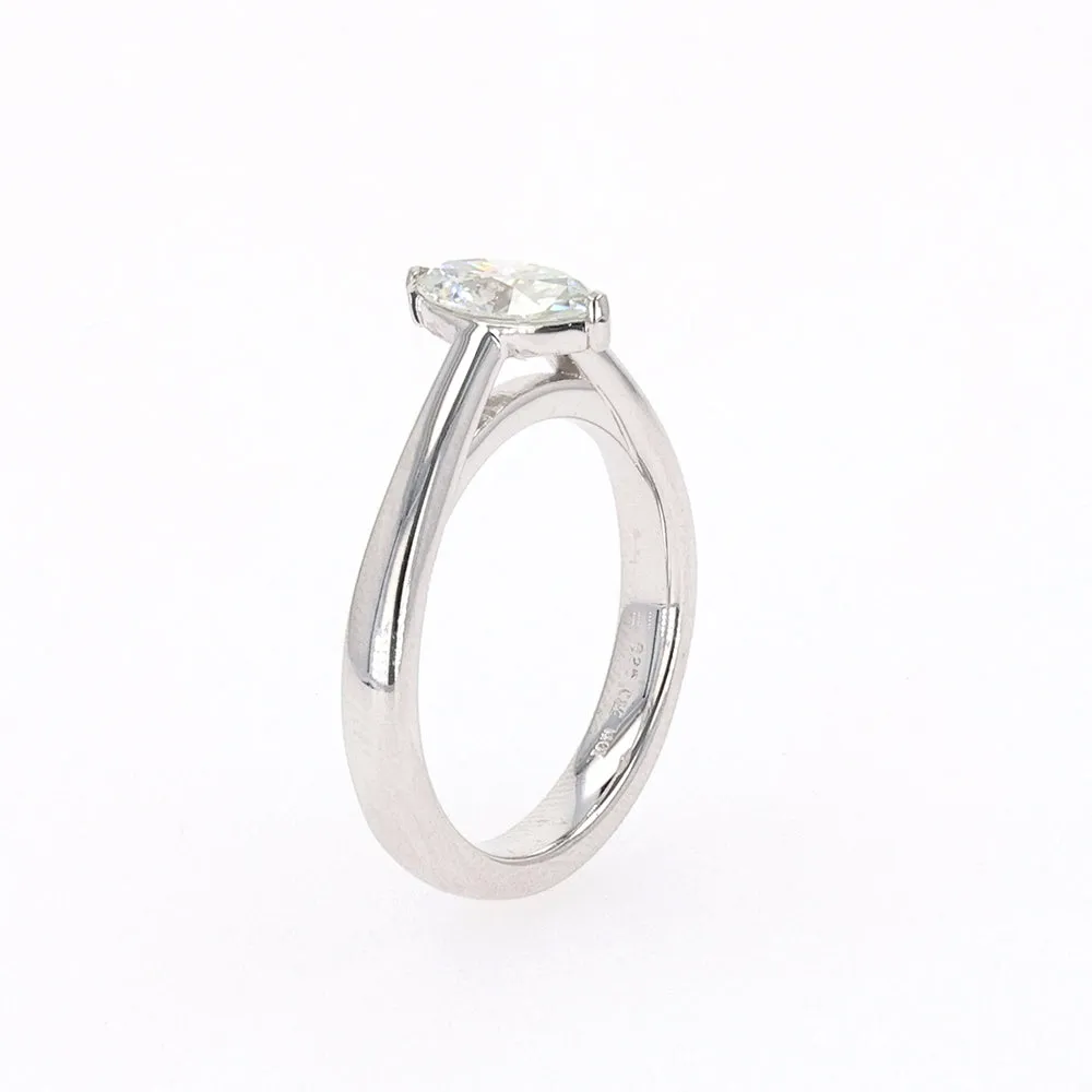 0.70 CTW DEW Marquise Moissanite Two Prong Solitaire Ring in Sterling Silver