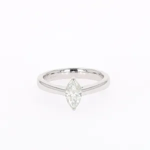 0.70 CTW DEW Marquise Moissanite Two Prong Solitaire Ring in Sterling Silver