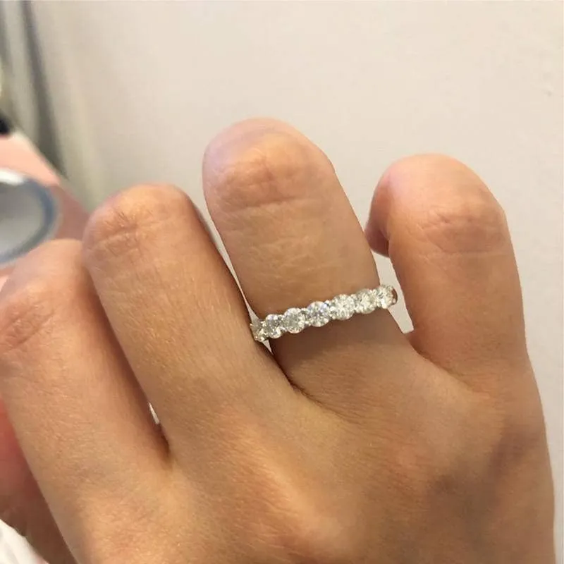 0.7Ct VVS1 Half Eternity Band Diamond Wedding Ring