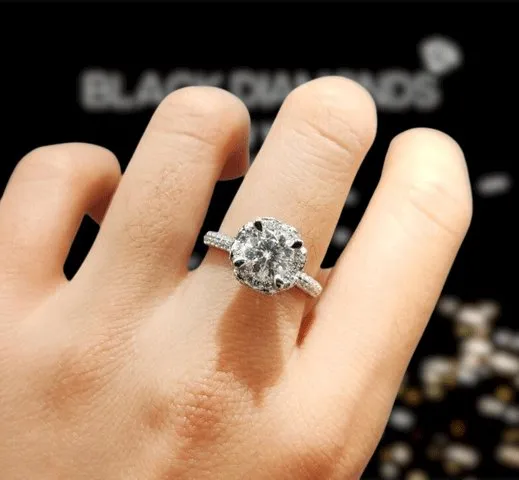 1 Carat 6.5mm Round D Color Diamond 4 Prong Engagement Ring