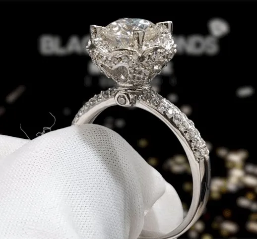 1 Carat 6.5mm Round D Color Diamond 4 Prong Engagement Ring