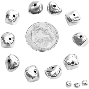 10 Antique silver freeform nugget beads smooth 9x6mm spacer