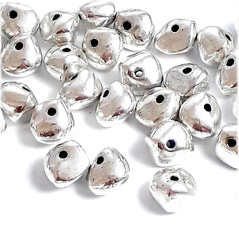 10 Antique silver freeform nugget beads smooth 9x6mm spacer