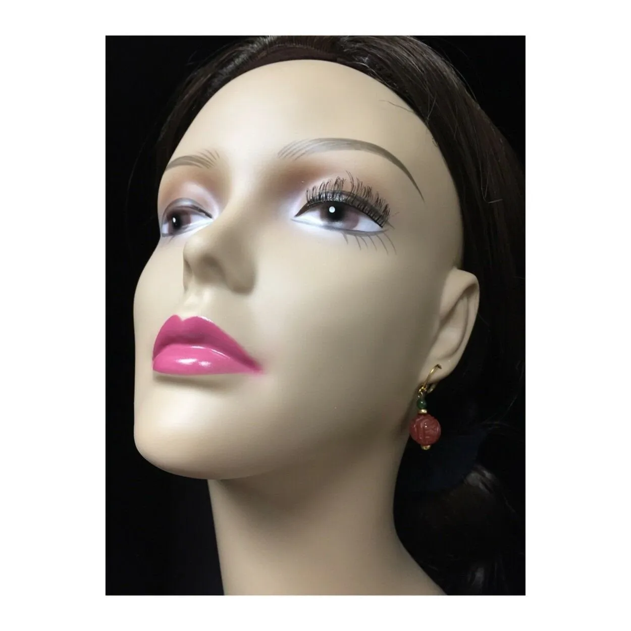 10% OFF- 2 pcs Certified Natural Jadeite Emerald A*Jade HandCarved A Pair of Longevity Red Green Jade Leverback Drop Earrings 1.75"