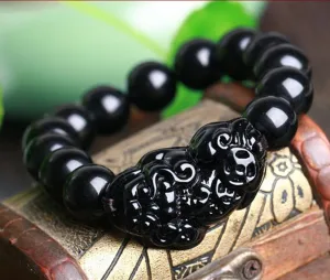 10% OFF- 54-60mm Certified Natural Black Pearl Emerald A*Jade HandCarved Beads Stretchy Bracelet