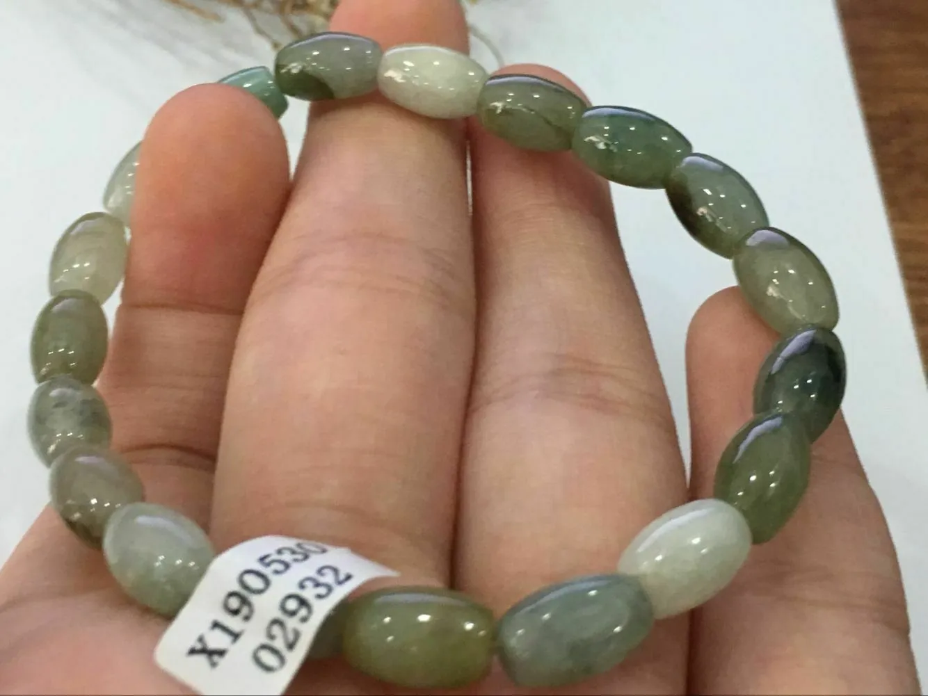 10% OFF- 54-62mm Certified Natural 3 Color Jadeite Emerald A*Jade HandCarved Beads Stretchy Bracelet X2932
