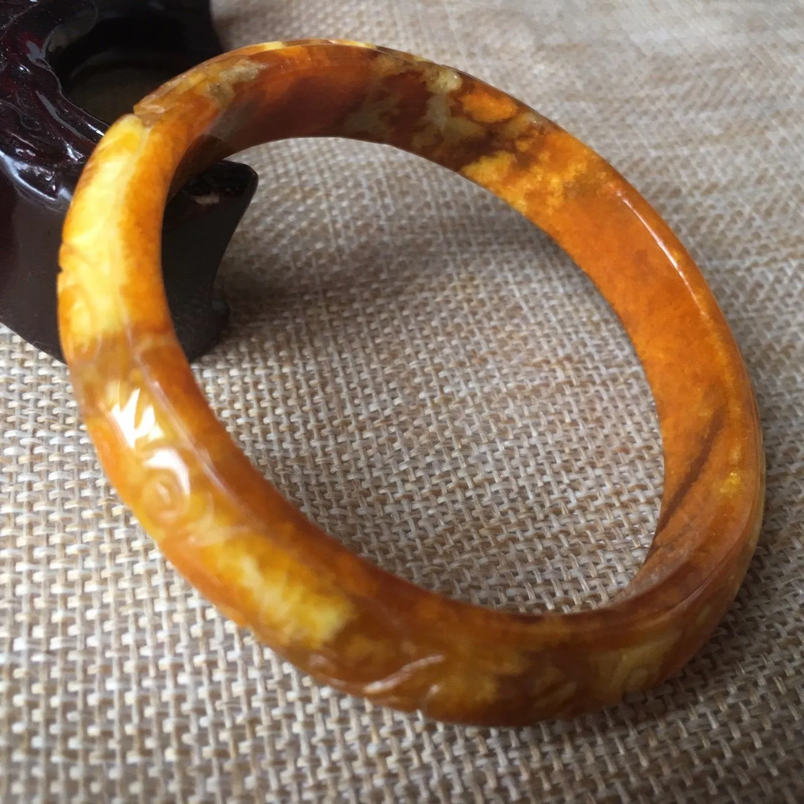 10% OFF- 54/55/56mm Certified Natural Yellow Jadeite Emerald A*Jade HandCarved Ruyi Flower Bangle L019
