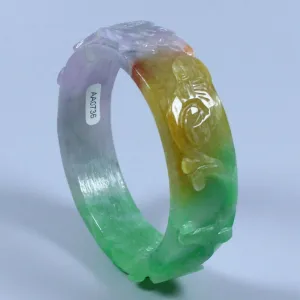 10% OFF- 55/56/57mm Certified Natural 3 Color Jadeite Emerald A*Jade HandCarved Bangle AA0736