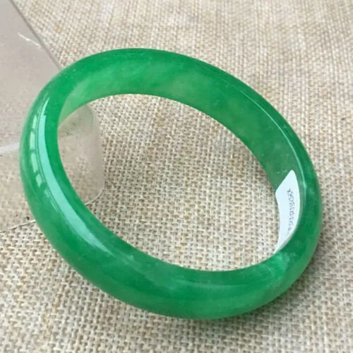10% OFF- 55/56/57mm Certified Natural Green Jadeite Emerald A*Jade HandCarved Bangle x2561