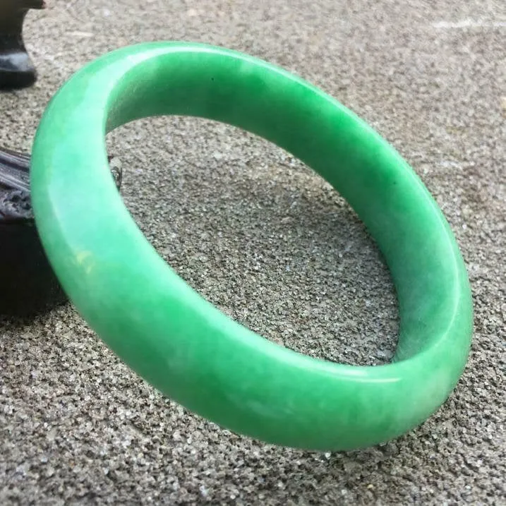 10% OFF- 55/56/57mm Certified Natural Jadeite Emerald A*Jade HandCarved Bracelet Bangle x9404