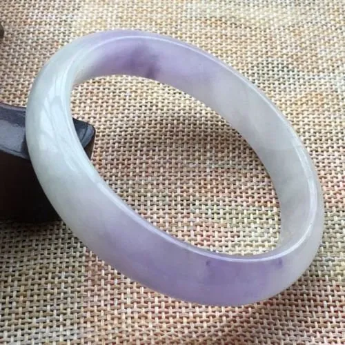 10% OFF- 55/56/57mm Certified Natural Lavender Jadeite Emerald A*Jade HandCarved Bangle A41