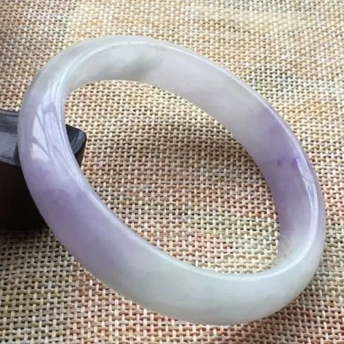 10% OFF- 55/56/57mm Certified Natural Lavender Jadeite Emerald A*Jade HandCarved Bangle A41