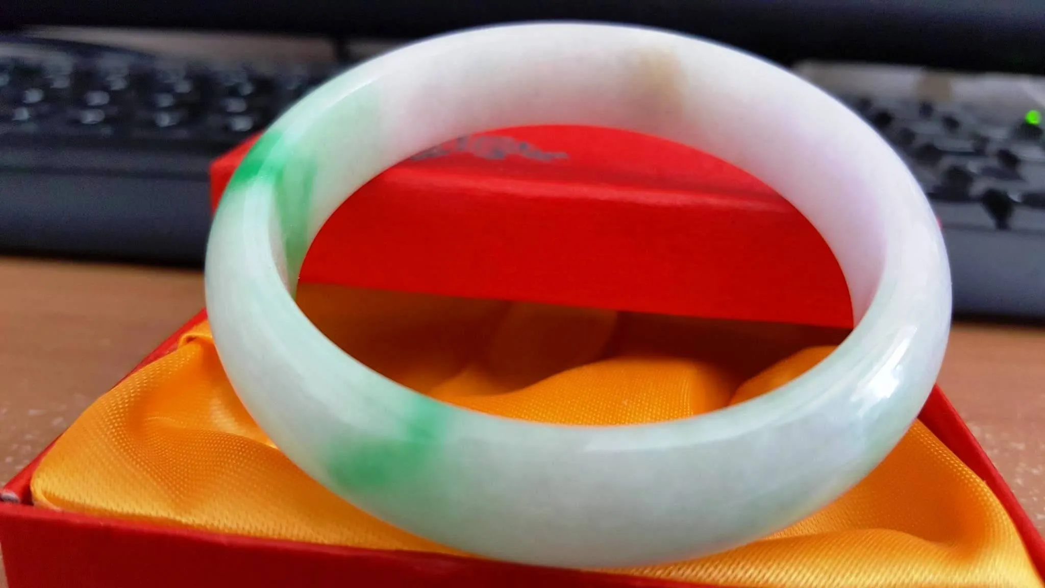 10% OFF- 56/57/58 mm Certified Natural 3 Color Jadeite Emerald A Jade HandCarved Bracelet Bangle A518