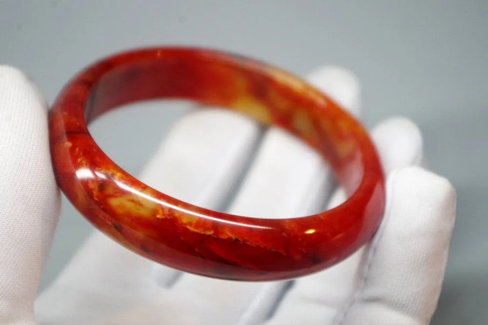 10% OFF- 56/57/58 mm Certified Natural Red Emerald A*Jade Handcarved Bangle XB-304