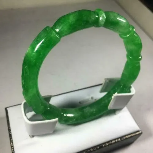 10% OFF- 56/57/58mm Certified Natural Green Jadeite Emerald A*Jade HandCarve Dragon Round Bracelet Bangle GX3139