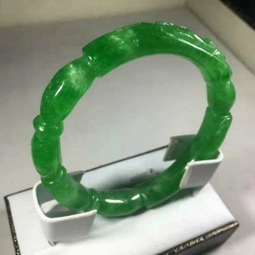 10% OFF- 56/57/58mm Certified Natural Green Jadeite Emerald A*Jade HandCarve Dragon Round Bracelet Bangle GX3139