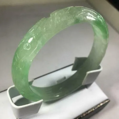 10% OFF- 56/57/58mm Certified Natural Jadeite Emerald A*Jade Handcarved Dragon Bangle GX3136