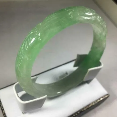 10% OFF- 56/57/58mm Certified Natural Jadeite Emerald A*Jade Handcarved Dragon Bangle GX3136