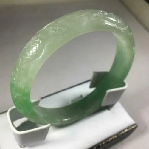 10% OFF- 56/57/58mm Certified Natural Jadeite Emerald A*Jade Handcarved Dragon Bangle GX3136