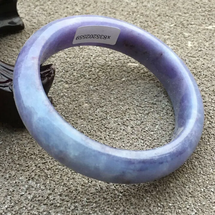 10% OFF- 56/57/58mm Certified Natural Purple Jadeite Emerald A*Jade HandCarved Bangle x2559