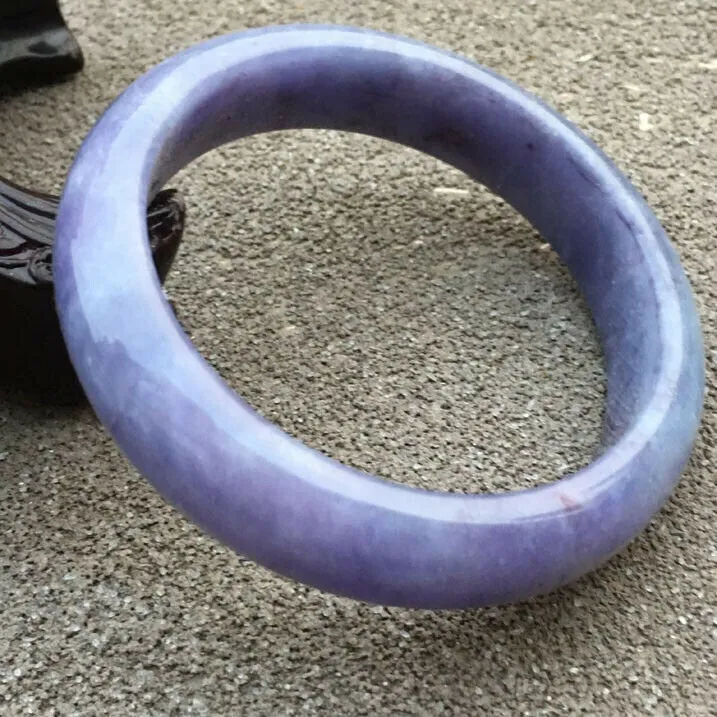 10% OFF- 56/57/58mm Certified Natural Purple Jadeite Emerald A*Jade HandCarved Bangle x2559