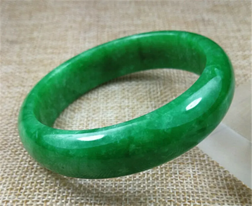 10% OFF- 57/58/59 mm Certified Natural Green Jadeite Emerald A*Jade HandCarved Round Bangle A320