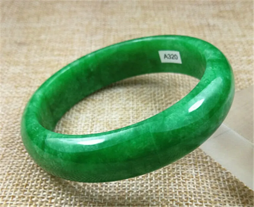 10% OFF- 57/58/59 mm Certified Natural Green Jadeite Emerald A*Jade HandCarved Round Bangle A320