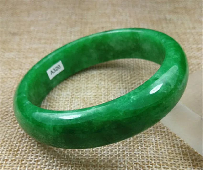 10% OFF- 57/58/59 mm Certified Natural Green Jadeite Emerald A*Jade HandCarved Round Bangle A320