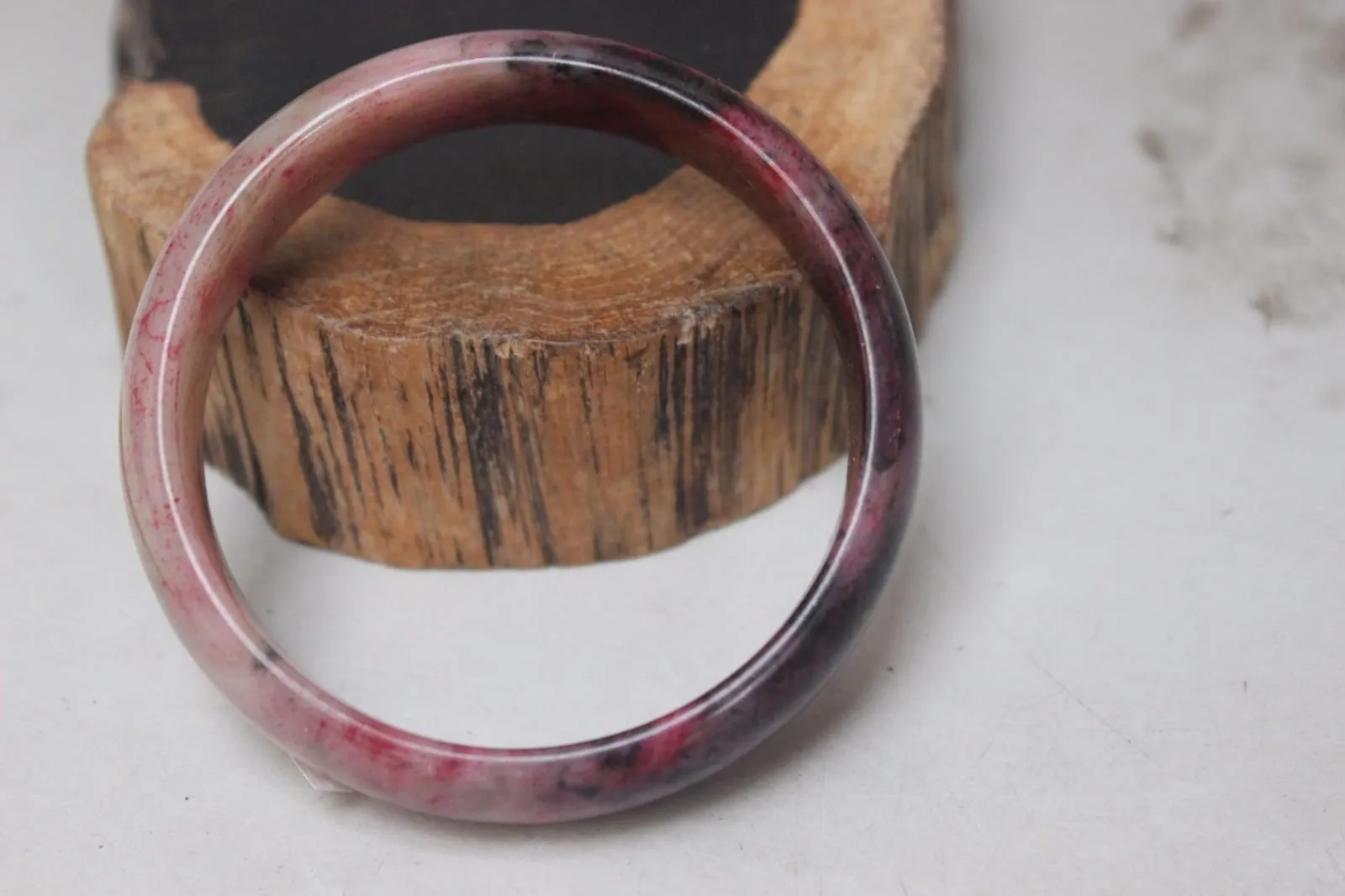 10% OFF- 57/58/59 mm Certified Natural Red Emerald A*Jade Handcarved Bangle B285