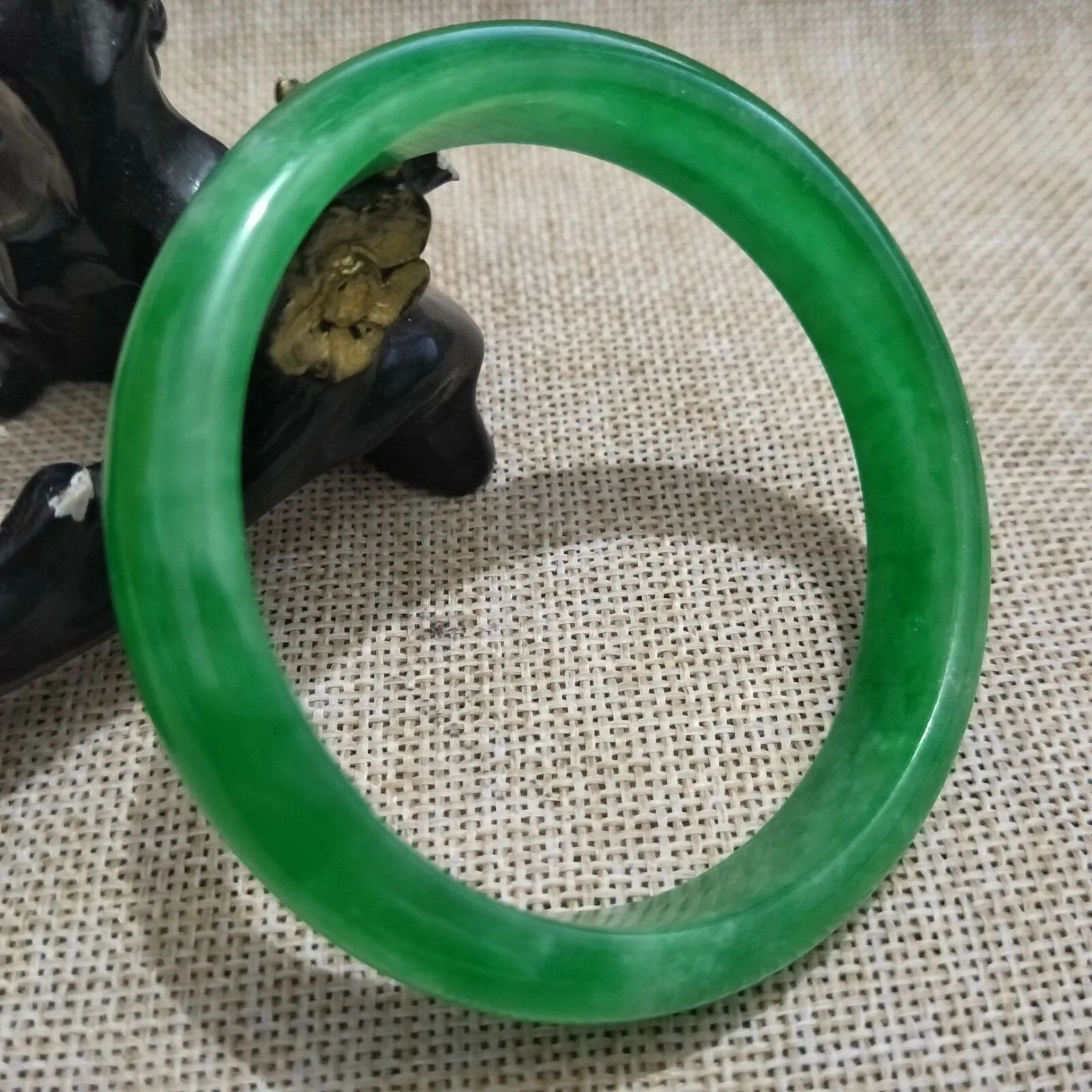 10% OFF- 57/58/59mm Certified Natural Green Jadeite Emerald A*Jade HandCarved Bangle K113