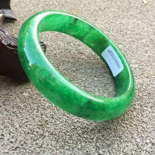10% OFF- 57/58/59mm Certified Natural Jadeite Emerald A*Jade HandCarved Bangle x9591 with Gift Box