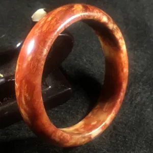 10% OFF- 57/58/59mm Certified Natural Red Peach Blossom Emerald A*Jade HandCarved Bangle A029