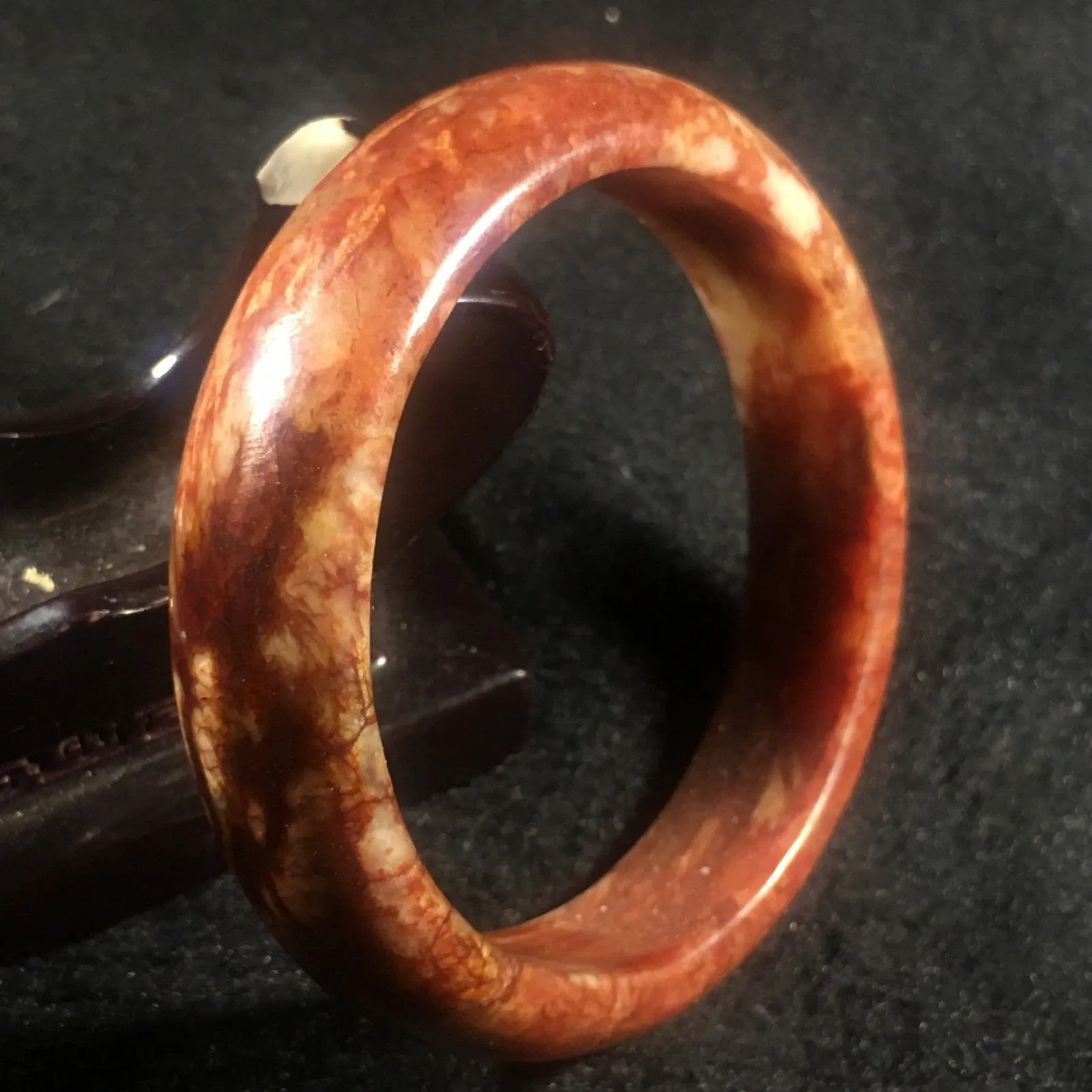 10% OFF- 57/58/59mm Certified Natural Red Peach Blossom Emerald A*Jade HandCarved Bangle A029