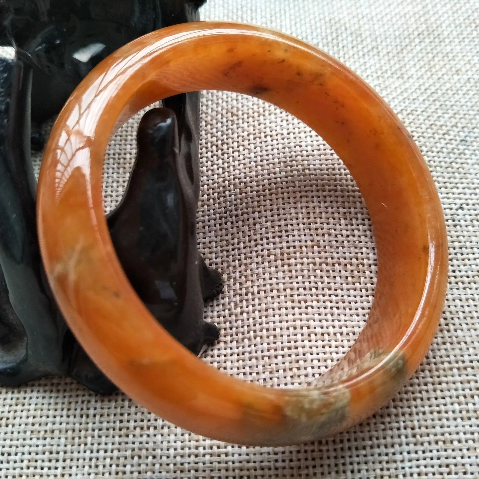 10% OFF- 57/58/59mm Certified Natural Red Yellow Jadeite Emerald A*Jade Handcarved Bangle W558