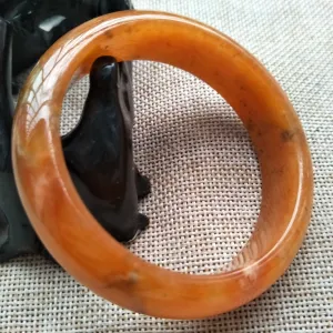 10% OFF- 57/58/59mm Certified Natural Red Yellow Jadeite Emerald A*Jade Handcarved Bangle W558