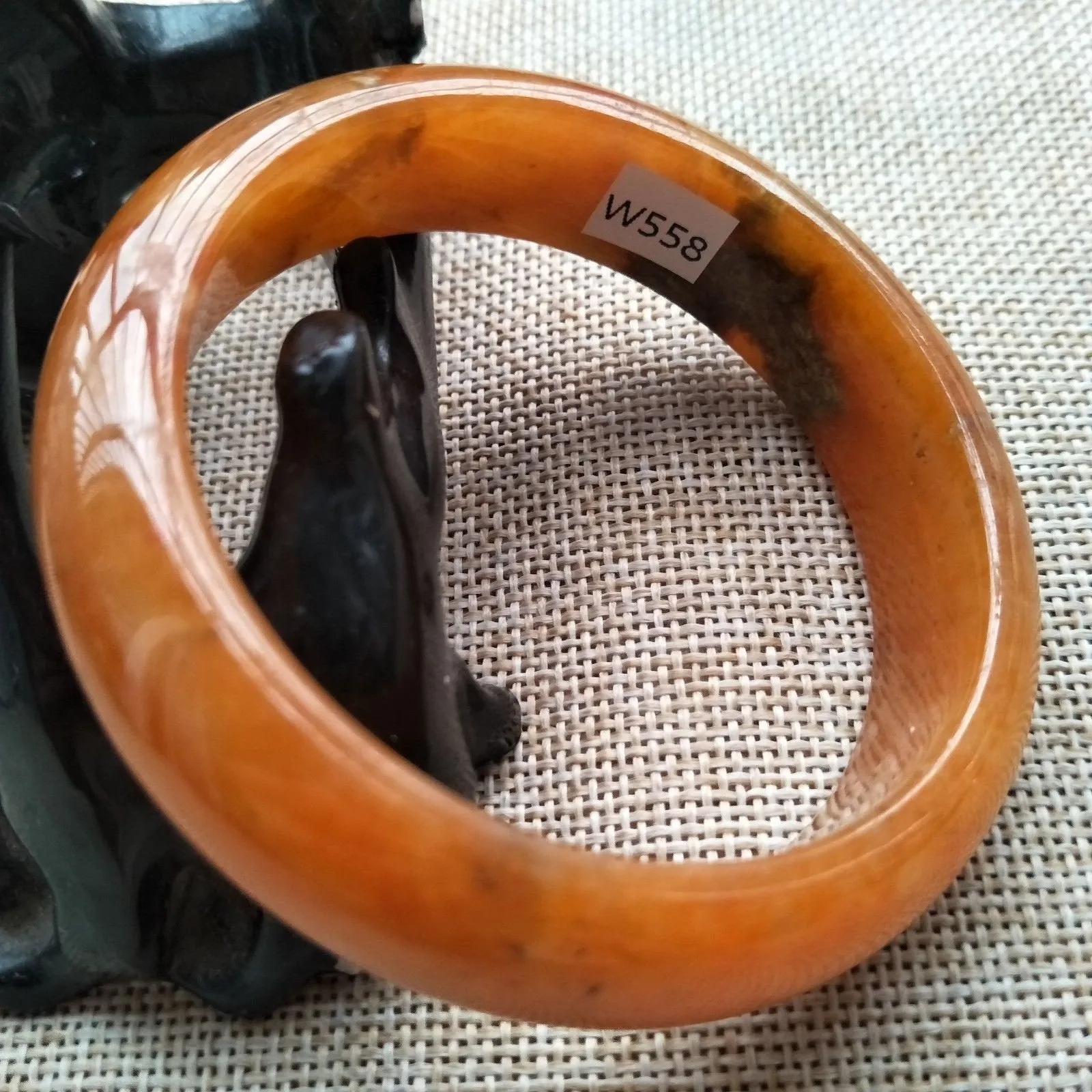 10% OFF- 57/58/59mm Certified Natural Red Yellow Jadeite Emerald A*Jade Handcarved Bangle W558