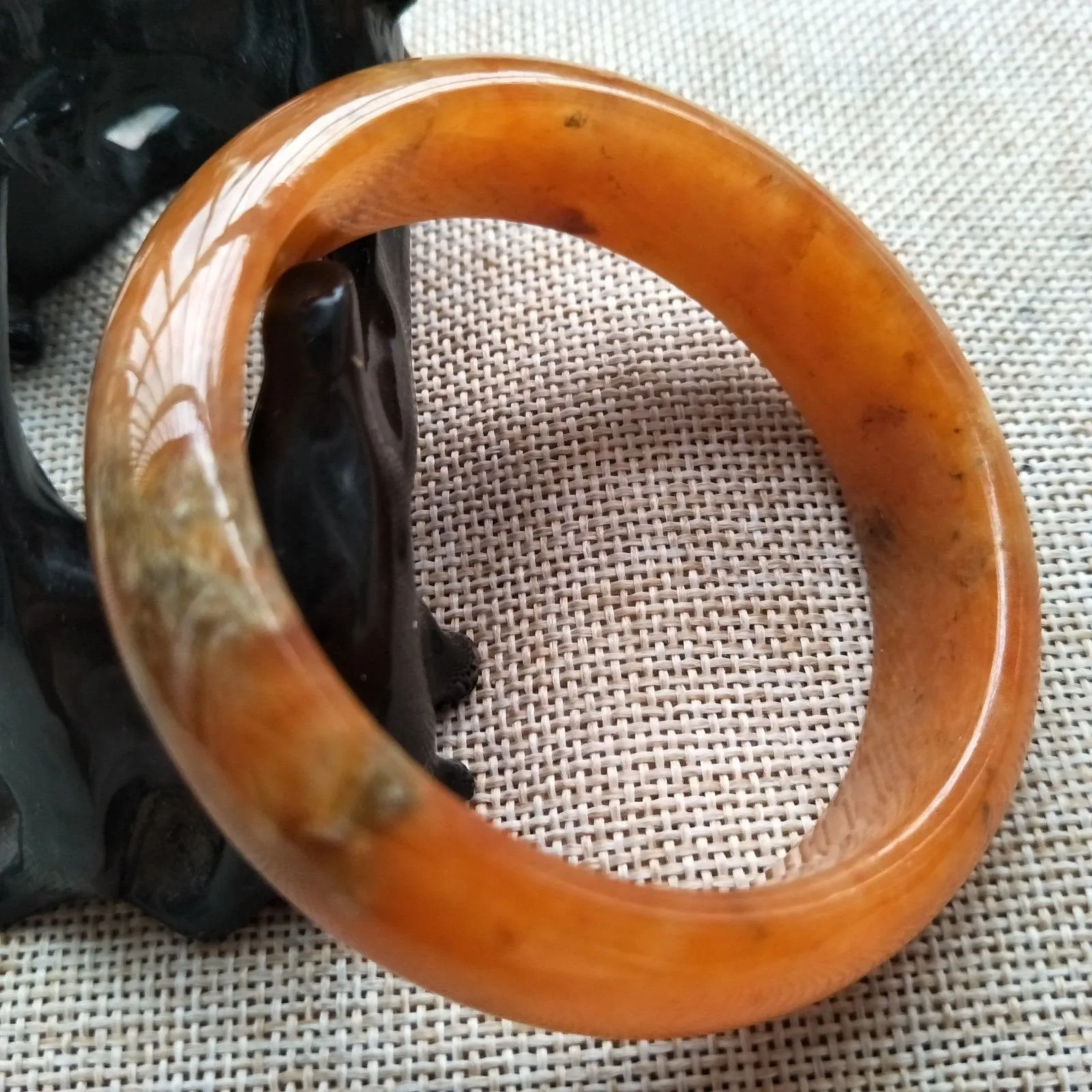 10% OFF- 57/58/59mm Certified Natural Red Yellow Jadeite Emerald A*Jade Handcarved Bangle W558