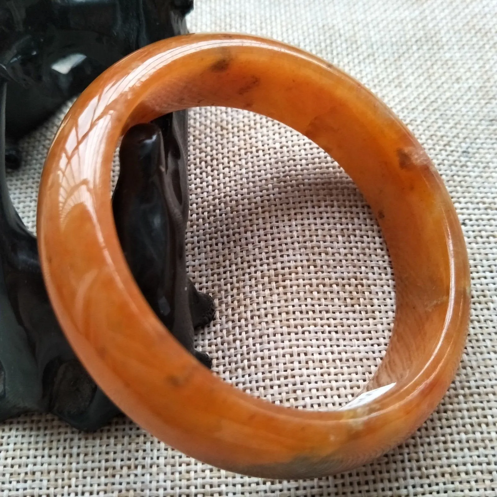 10% OFF- 57/58/59mm Certified Natural Red Yellow Jadeite Emerald A*Jade Handcarved Bangle W558