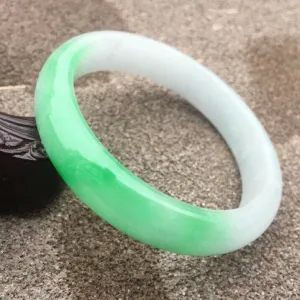 10% OFF- 57/58/59mm Certified Natural White Green Jadeite Emerald A*Jade HandCarved Bracelet Bangle GX3218