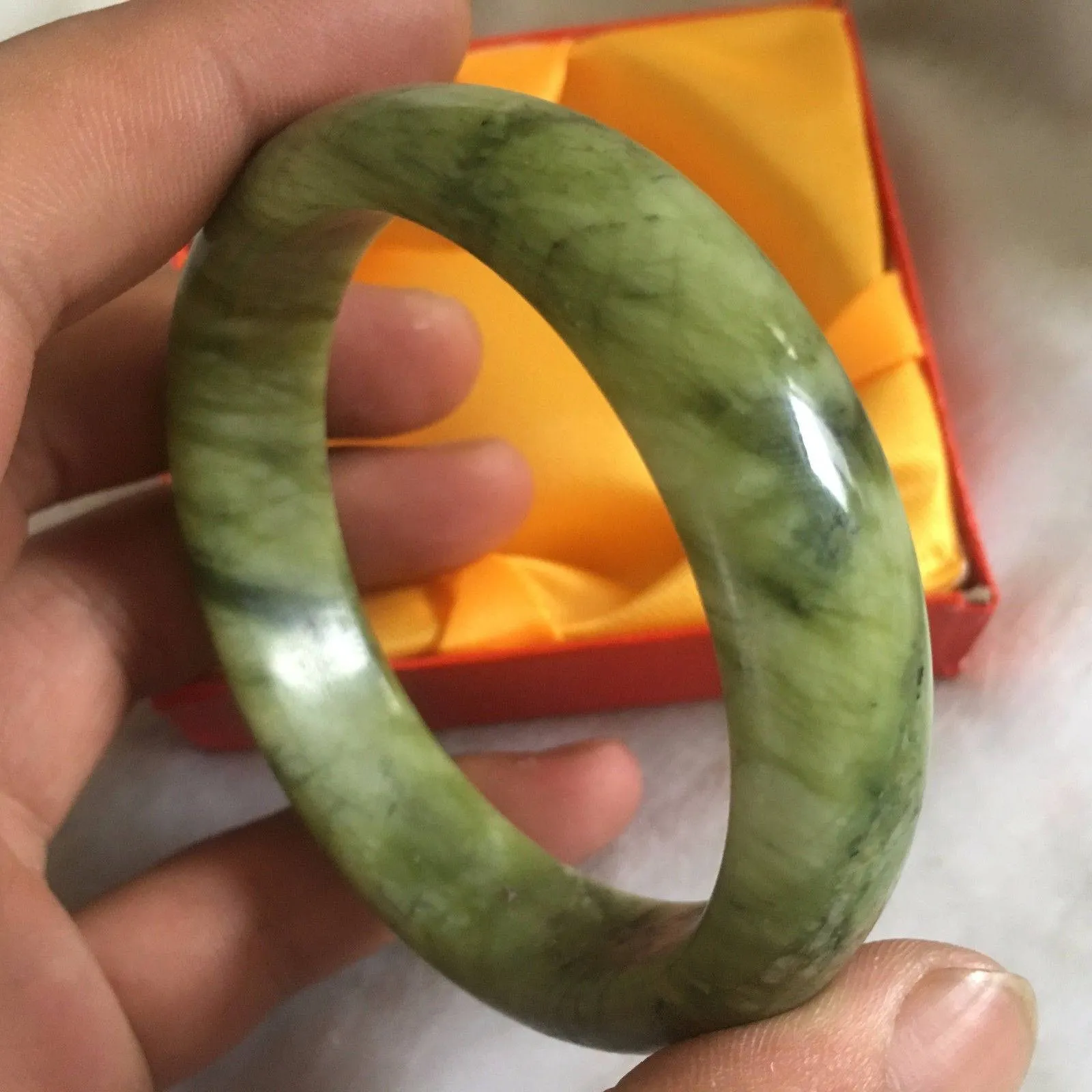 10% OFF- 58/59/60 mm Certified Natural Huanglong Emerald Jade Bangle《Grade A》A658