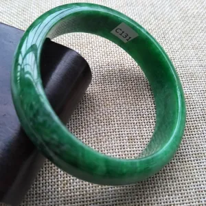 10% OFF- 58/59/60 mm Certified Natural Jadeite Emerald A*Jade Handcarved Bangle C131