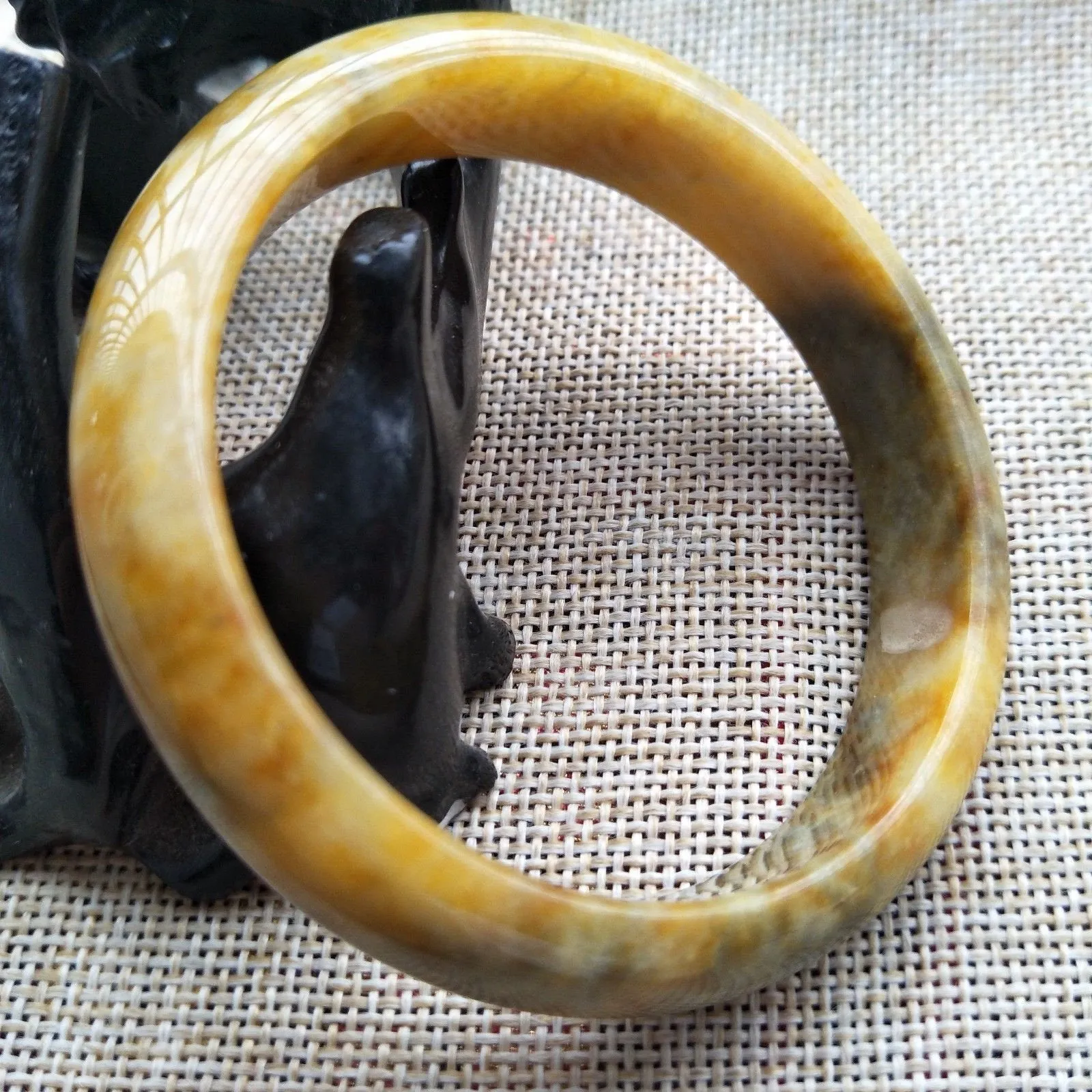 10% OFF- 58/59/60 mm Certified Natural Red Yellow Jadeite Emerald A*Jade HandCarved Bamboo Bangle A2355