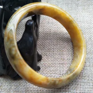 10% OFF- 58/59/60 mm Certified Natural Red Yellow Jadeite Emerald A*Jade HandCarved Bamboo Bangle A2355