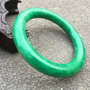 10% OFF- 58/59/60mm Certified Natural Green Jadeite Emerald A*Jade HandCarve Round Bracelet Bangle GX3739